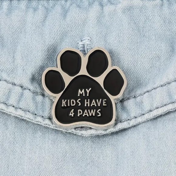 Enamel Pin DOG Mom Paw Brooch Bag My Kids Have 4 Paws Metal Bag Charm Backpack - Picture 4 of 5